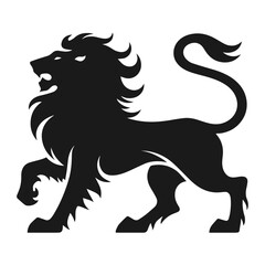 Clean black and white vector silhouette of a LION logotype on white background