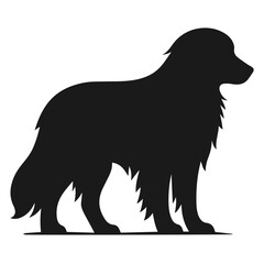 Clean black and white vector silhouette of a Dog logotype on white background