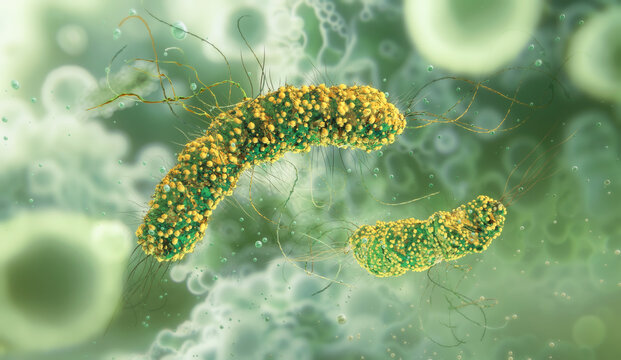 Listeria monocytogenes bacteria, a genus of gram-positive, rod-shaped bacteria, parasites in mammals. Listeria monocytogenes bacterium, human pathogens, bacterial disease, listeriosis infection, 3D