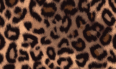 Leopard Skin Texture Pattern Vector. Seamless Animal Wildlife Skin Pattern. Leopard Fur Camouflage Background.