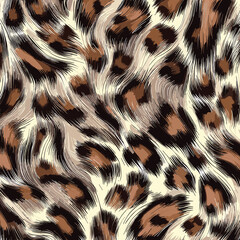 Leopard Skin Texture Pattern Vector. Seamless Animal Wildlife Skin Pattern. Leopard Fur Camouflage Background.