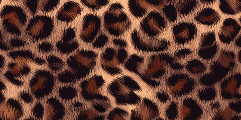 Leopard Skin Texture Pattern Vector. Seamless Animal Wildlife Skin Pattern. Leopard Fur Camouflage Background.