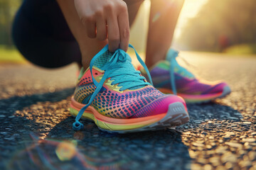 Fototapeta premium Running Shoes at Sunrise 