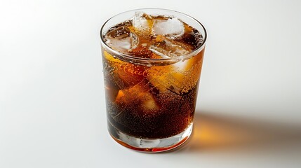 Beverage Fernet con Coca America Argentina herbal liqueur cola white background