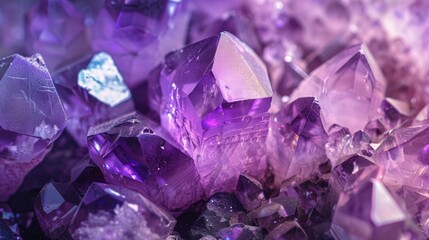 Close-Up of Amethyst Crystals in Purple Hue