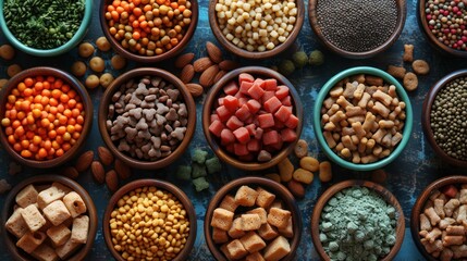 Fototapeta premium Assortment of Pet Food in Bowls