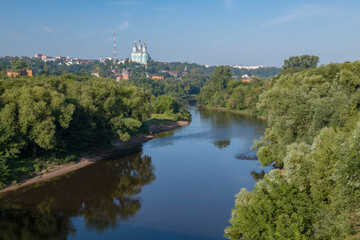 Dnieper river in Smolensk on a sunny July morning. Russia