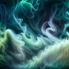 Fototapeta premium Abstract wallpaper with smoke, cloud or vapor on dark, white, gray, black, light blue, monochrome background, air movement and gust of wind.