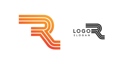 Stylish R logo with gradient lines. Modern and creative design, perfect for corporate branding and business identity. Flat vector illustration