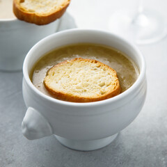 Traditional homemade onion soup