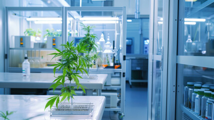 Obraz premium Innovative lab setup for cannabis cultivation with advanced technology