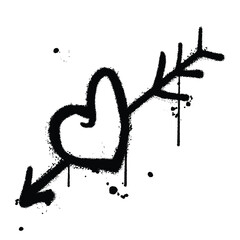 Graffiti spray love arrow isolated on white background