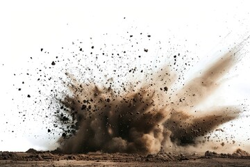 Explosive dirt debris flying impact