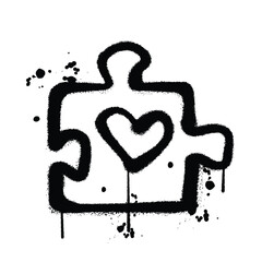 Graffiti spray heart piece puzzle isolated on white background