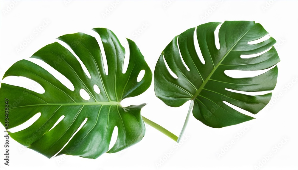 Sticker monstera leaves leaves with isolate leaves on transparent background png file