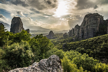 Breathtaking beautiful panoramic landscapes, Meteora, Greece