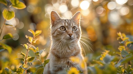 Cute Cat in Golden Sunlight