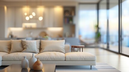 Living room interior blurred background