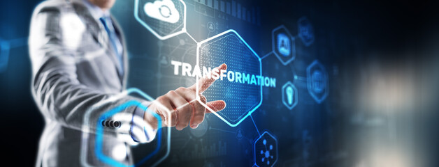 Obraz premium Businessman selecting Transformation. Background for presentations