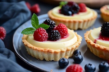 cheese tarts with topped berries
