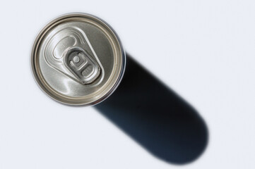 Top of soda can. Aluminum can of soda background.