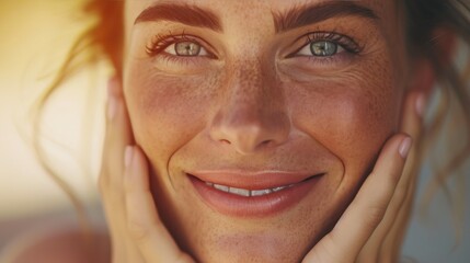 Smiling Woman with Light Makeup and Soft Touch