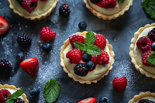 cheese tarts with topped berries