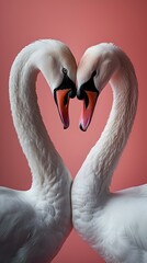 Naklejka premium Swans Forming Heart Shape with Necks Symbolic Romantic Concept