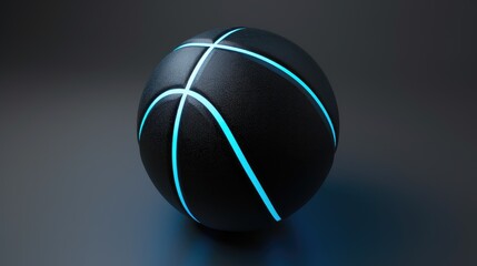 Obraz premium Illuminated Basketball with Glowing Blue Lines