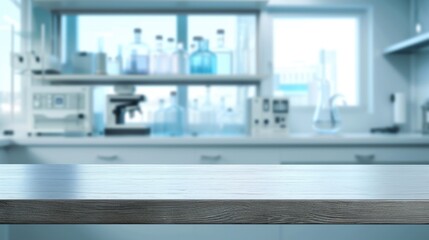 Clean Lab Table with Blurred Scientific Equipment Background