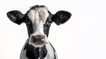 Portrait of a cow, on a white background