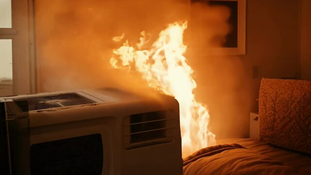 Air Conditioner Fire Inside Room