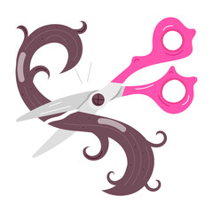 A flat style sticker of hair cutting

