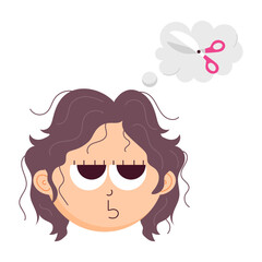 A flat sticker showing rough hair 

