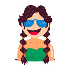 A comic style sticker of a girl with braids

