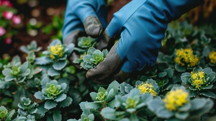 Naklejka premium Detailed Shot of Rhodiola Rosea Collection Process