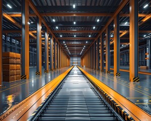 Obraz premium Smart Automated Logistics Hub with Advanced Sorting and Delivery Systems for Efficient Commerce