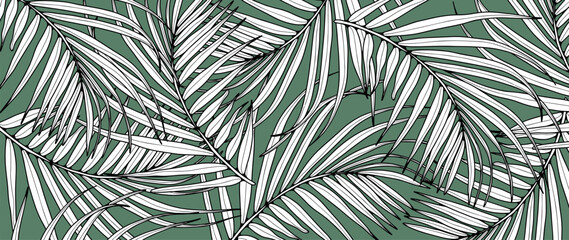 Tropical green background with palm branches. Vector botanical illustration. Foliage background © Лилия Агапова