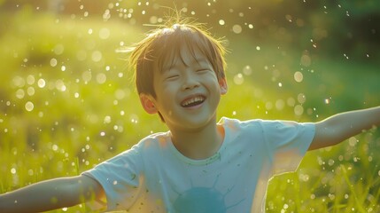 Child's White T-Shirt Marked by Grass