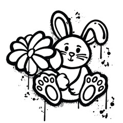 Vector graffiti spray easter bunny isolated on white background