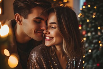 Glam Couple Enjoying the Warmth of Holiday Spirit