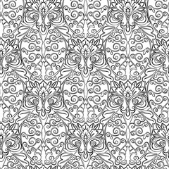 Black and white seamless pattern with arabesques  in a retro style. Vector illustration