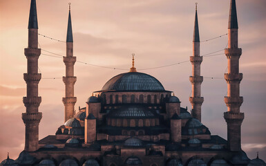 Silhouette of a religious islamic muslim mosque