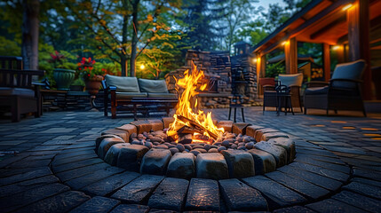 Fire Pit on Brick Patio