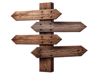 Fototapeta premium Collection of wooden direction signs isolated on transparent background with clipping path. 
