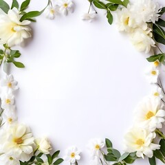 background-white-top-view-up-photo-floral-day-flower-mock-wedding-bridal-invite-white-banner-card