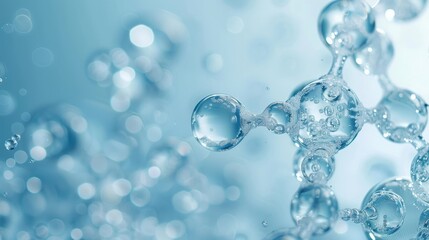 Close-Up of Water Droplets Interlinking to Form a Mesmerizing Pattern, Concept of Hydration, Eco-Friendliness, and Fluid Dynamics