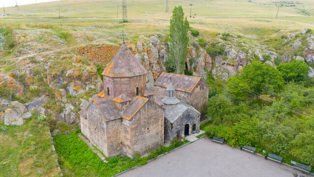 Vanevan Monastery.  located along a gorge south of the village of Artsvanist, southeast of Lake Sevan. Taken with a drone