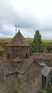 Vanevan Monastery.  located along a gorge south of the village of Artsvanist, southeast of Lake Sevan. Taken with a drone