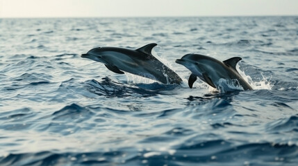 Naklejka premium 海を泳ぐイルカ